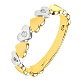 Heart Shapes Diamond Statement Ring In UK Hallmarked White And Yellow Gold