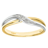 Round Diamond Crossover Eternity Pave Set Ring In UK Hallmarked 9ct White And Yellow Gold