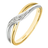 Round Diamond Crossover Eternity Pave Set Ring In UK Hallmarked 9ct White And Yellow Gold