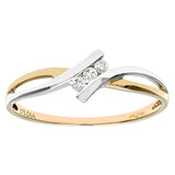 Channel Set Diamond Statement Ring In UK Hallmarked 9ct White And Yellow Gold