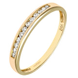 0.12ct Round Diamond Channel Set Half Eternity Ring In UK Hallmarked 9ct Yellow Gold