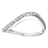 Pave Set Diamond Curve Shape Half Eternity Ring In UK Hallmarked 9ct White Gold