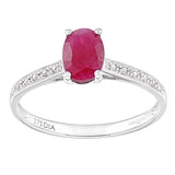 1.2ct Round Ruby And Diamond Ring With Sidestones In UK Hallmarked 9ct White Gold
