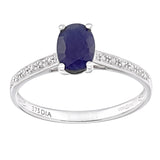 1.12ct Round Sapphire And Diamond Ring With Sidestones In UK Hallmarked 9ct White Gold