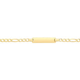 9CT YEL GOLD FIGARO BABIES 6"" ID BRACELET