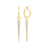 9CT YEL GOLD CZ SPIKE EARRING CHARM