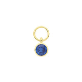 9CT YEL GOLD SAPPHIRE BLUE CZ SINGLE STONE EARRING CHARM ( HOOP NOT INCLUDED)