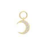 9CT YEL GOLD CZ MOON EARRING CHARM