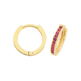 9CT YEL GOLD HINGED RED CZ SET EARRINGS