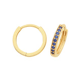 9CT YEL GOLD HINGED BLUE CZ SET EARRINGS