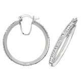 SILVER 25MM CRYSTAL HOOP EARRINGS