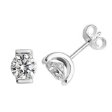 SILVER ROUND CZ STUD EARRINGS