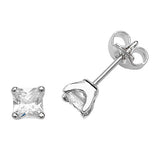 SILVER SQUARE CZ STUD EARRINGS