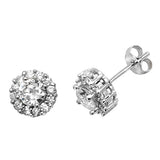 SILVER ROUND CZ STUD EARRINGS