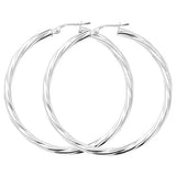 SILVER 40MM TWISTED HOOP EARRINGS