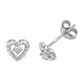 SILVER HEART CZ STUD EARRINGS