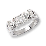 SILVER LADIES' CURB SIDE MUM CZ RING