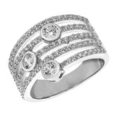 SILVER LADIES' RH PLATED CZ RING