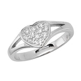 SILVER BABIES' HEART CZ RING