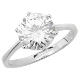 SILVER LADIES' SOLITAIRE CZ RING
