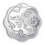 30 GRAMS LUNAR OX BLOSSOM SHAPE SILVER COIN