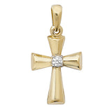 9CT YEL GOLD CROSS CZ PENDANT