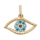 9CT YEL GOLD EVIL BLUE EYE CZ PENDANT