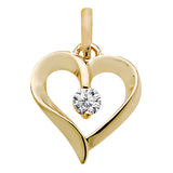 9CT YEL GOLD HEART CZ PENDANT