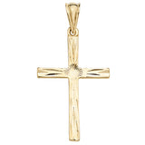9CT YEL GOLD PATTERNED CROSS PENDANT