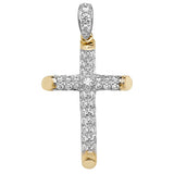 9CT YEL GOLD LARGE CROSS CZ PENDANT