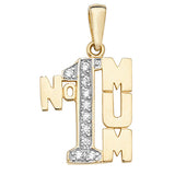 9CT YEL GOLD LADIES' NO.1 MUM CZ PENDANT