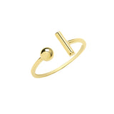 9CT YEL GOLD T BAR&BEAD RING